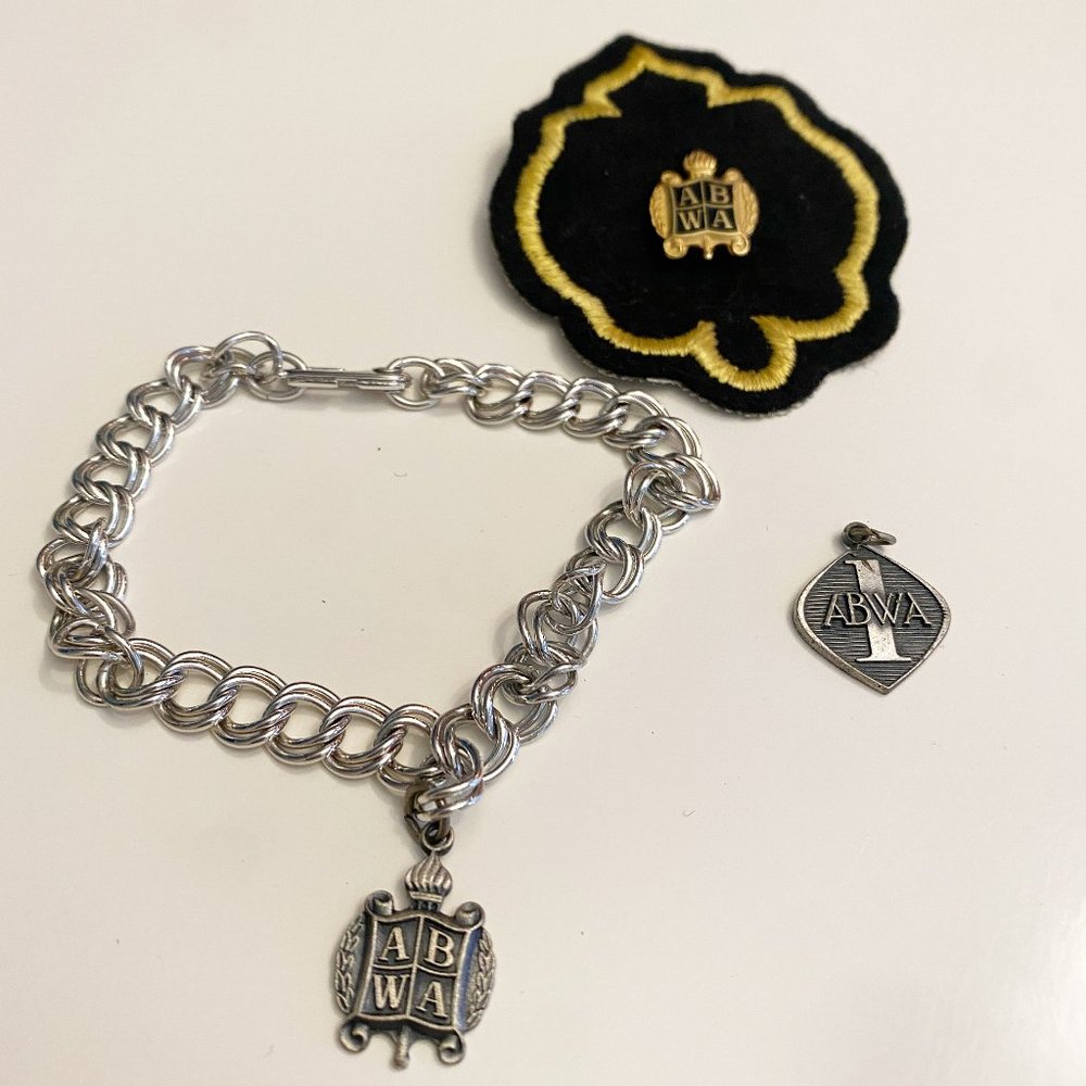 Vintage Lot of ABWA Pin Charm Bracelet American Business Woman's Association